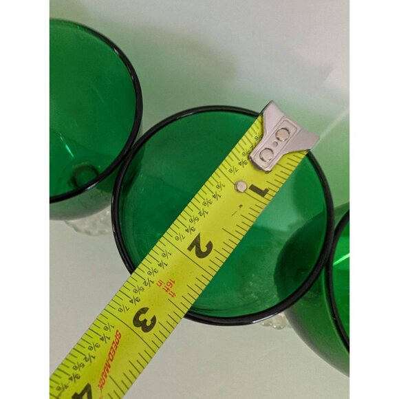 5 Vintage Anchor Hocking Bubble Foot Green Glass Goblets with Clear Stems - Picture 8 of 8